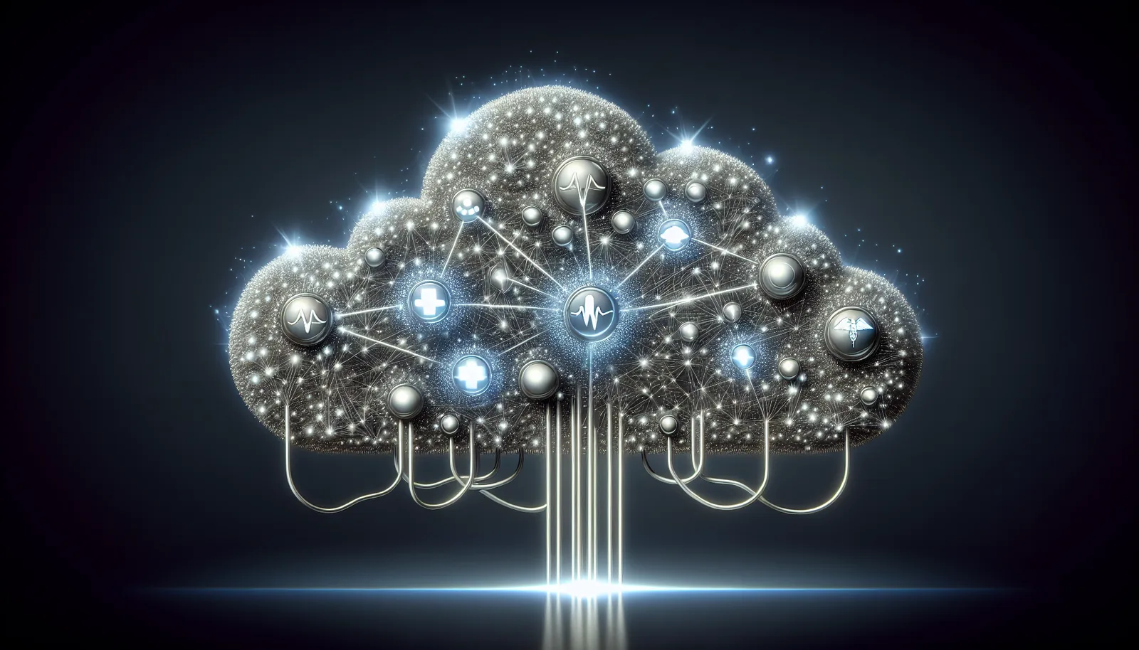 Illustration of a secure cloud with healthcare data