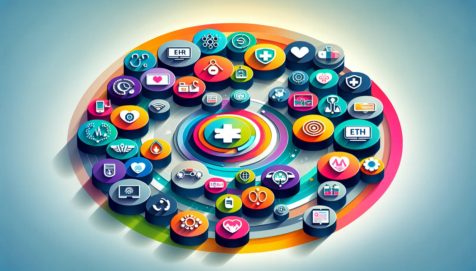 An illustration showcasing different types of healthcare software solutions available in the industry.