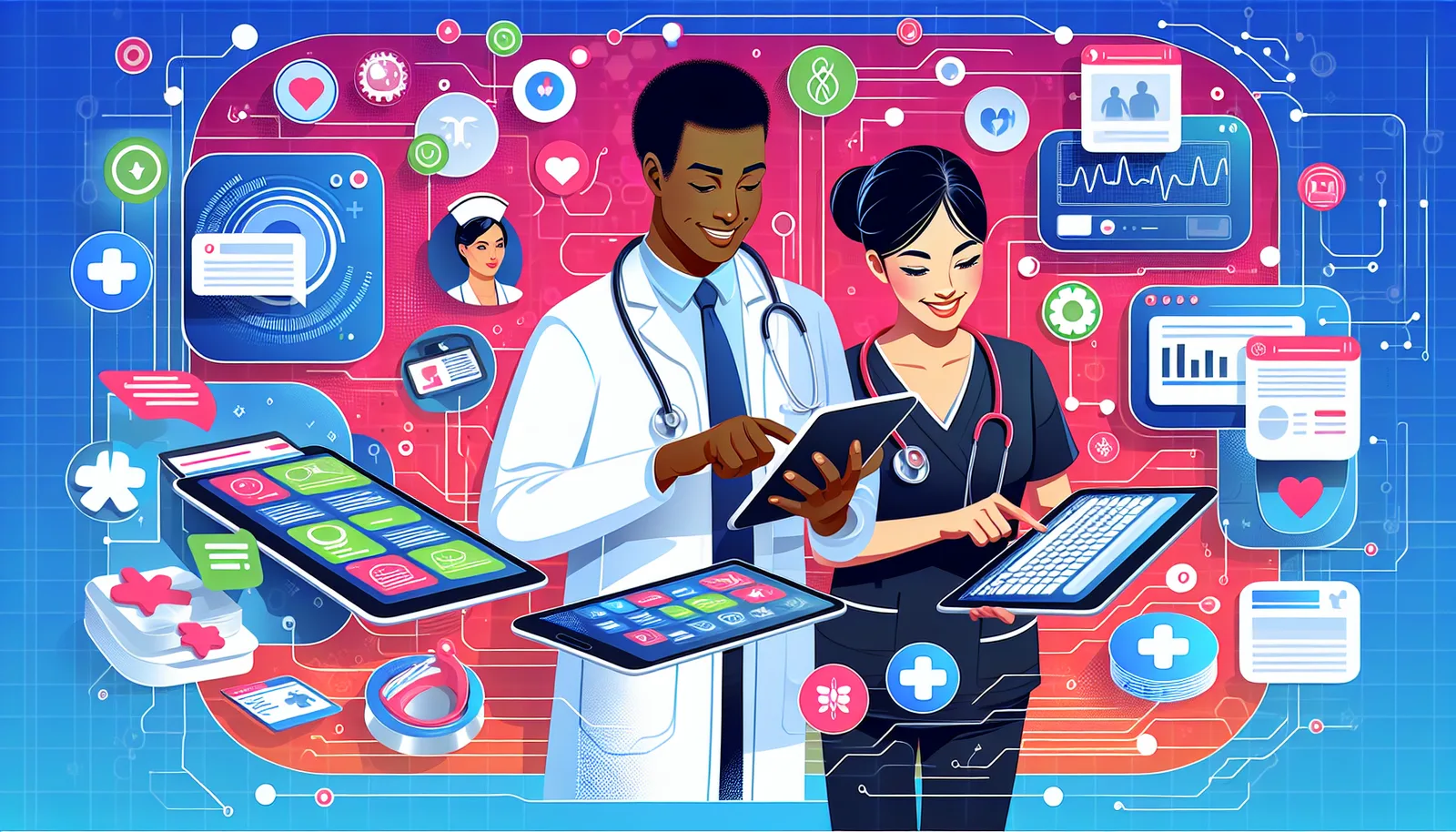 An illustration representing the growing importance of healthcare software development in modern healthcare.