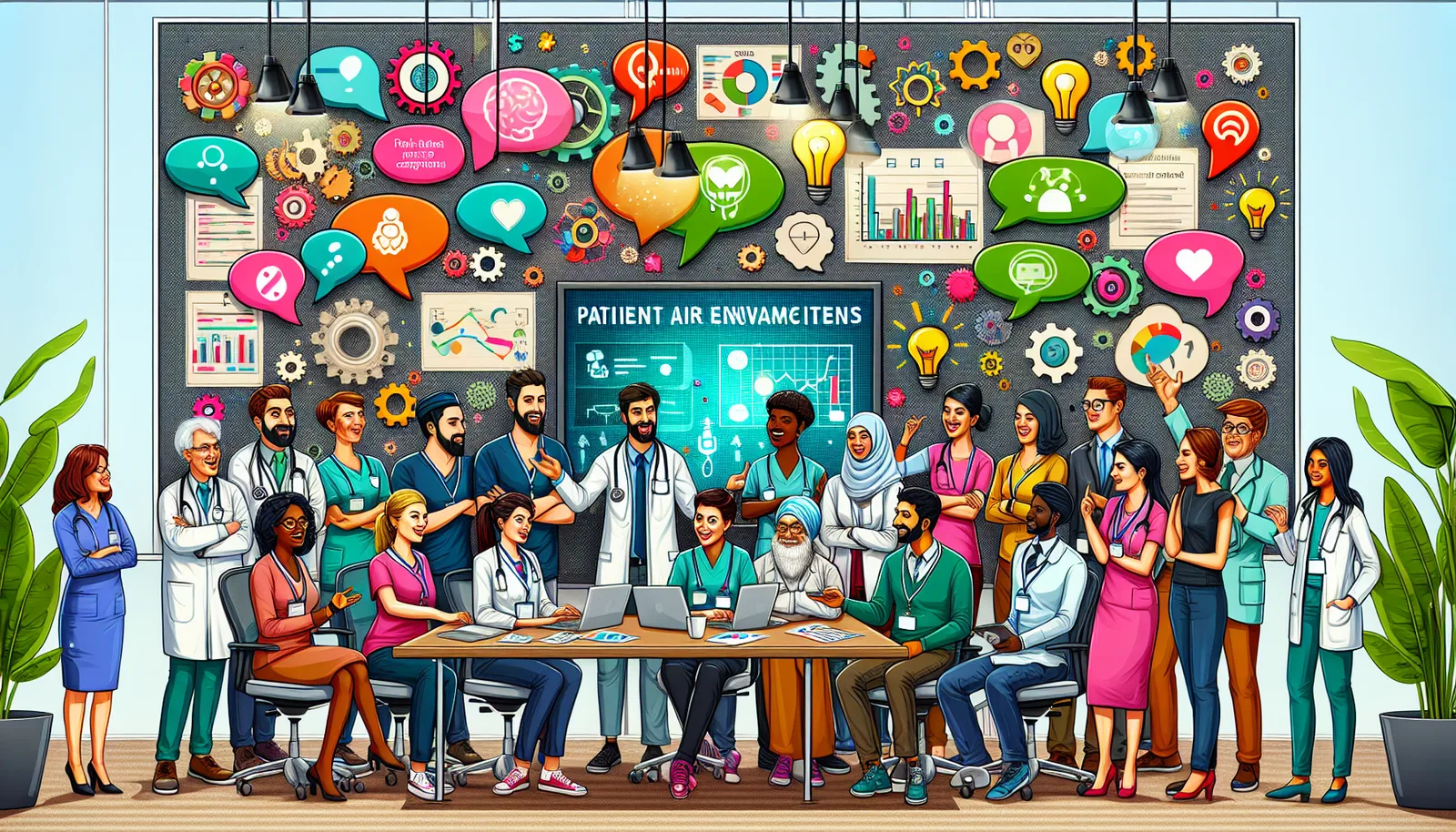 An illustration depicting the benefits of partnering with a healthcare software development company.