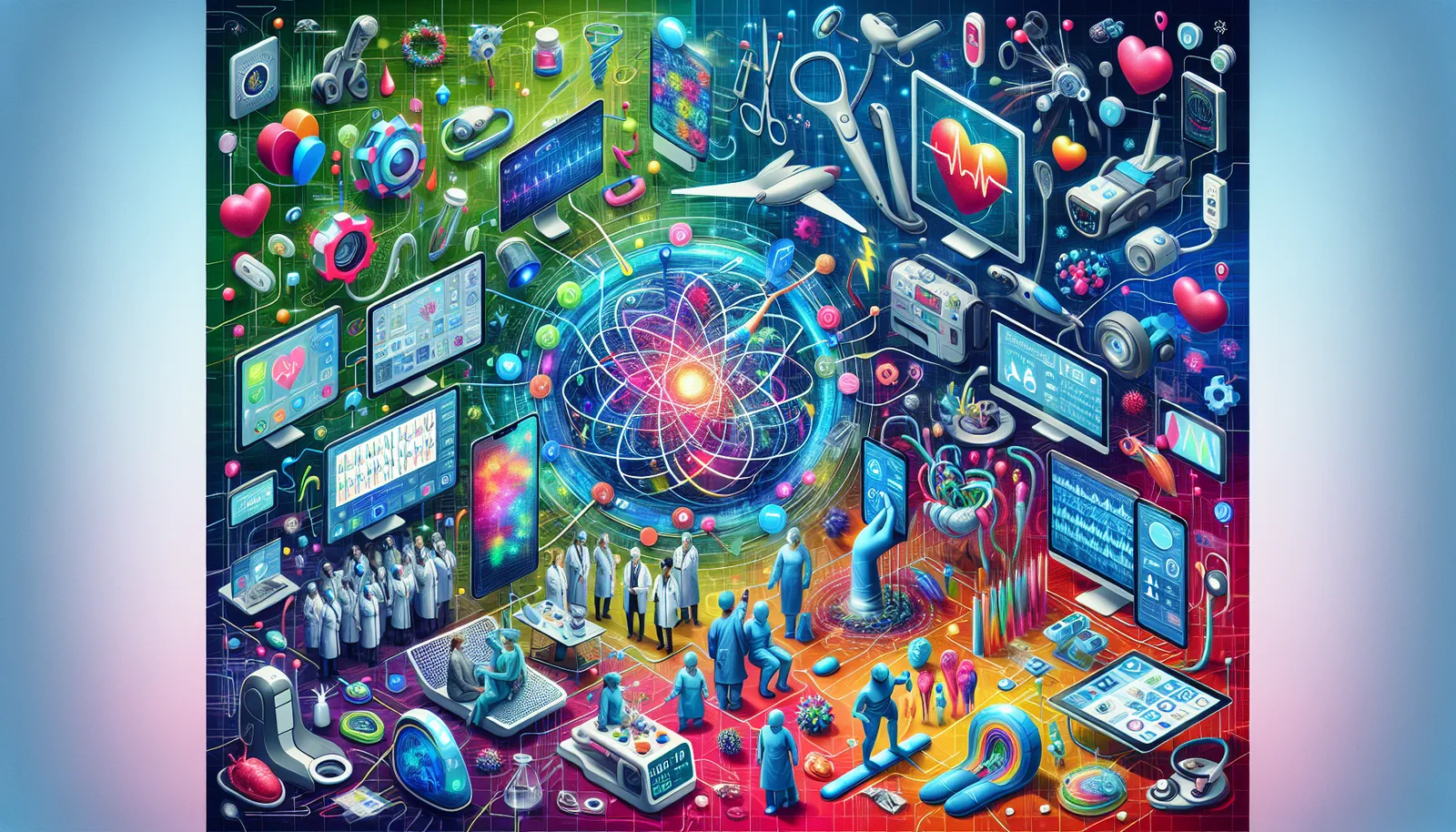 An illustration depicting various med tech solutions.